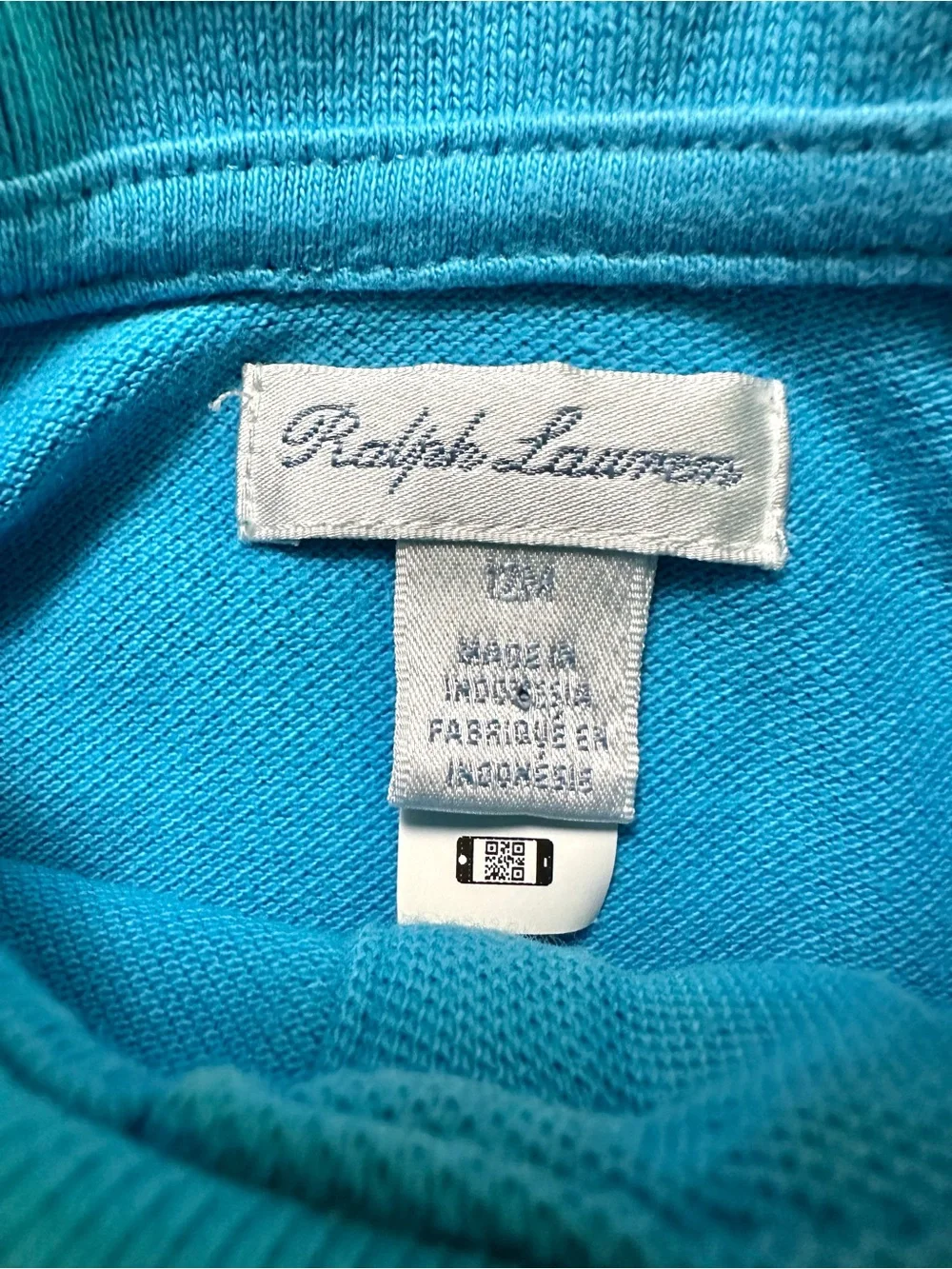 Ralph Lauren Blue Polo Shirt with Orange Logo 12M